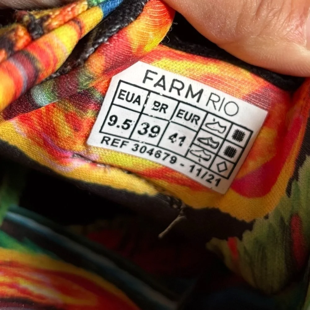 Farm Rio Black Multicolor Banana Platform Sneakers - Size 9.5 Women's - Picture 11 of 11